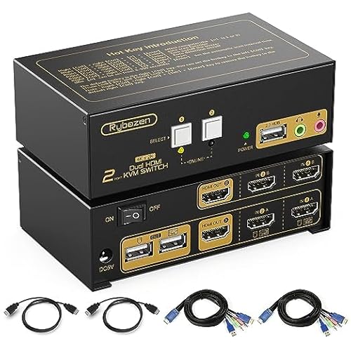 KVM Switch 2 Monitores, HDMI KVM Switch 4K 30Hz Conmutador KVM 2 Ordenadores 2 Monitor y 3 Dispositivos USB por Ejemplo Ratón Teclado Impresora, Soporte Copia y Pantalla Extendida KVM Switch 2 Monitores, HDMI KVM Switch 4K 30Hz Conmutador KVM 2 Ordenadores 2 Monitor y 3 Dispositivos USB por Ejemplo Ratón Teclado Impresora, Soporte Copia y Pantalla Extendida von Jancane