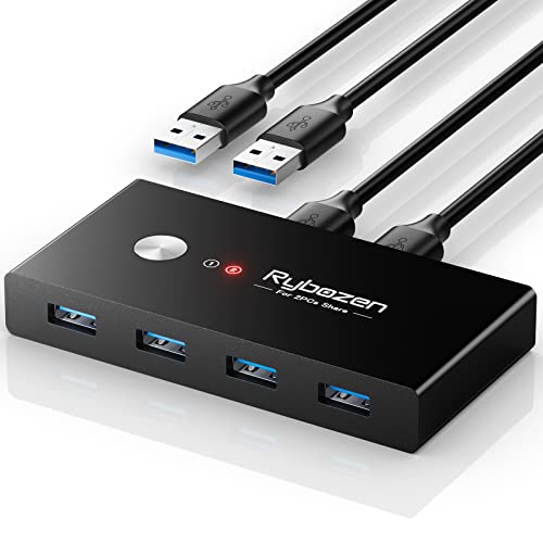 USB 3.0 Switch, USB 2 Computer teilen sich 4 USB für Tastatur und Maus Scanner, USB KVM Switch Selector mit 2 USB 3.0 Kabeln, kompatibel mit Windows, Mac und Linux USB 3.0 Switch, USB 2 Computer teilen sich 4 USB für Tastatur und Maus Scanner, USB KVM Switch Selector mit 2 USB 3.0 Kabeln, kompatibel mit Windows, Mac und Linux von Jancane
