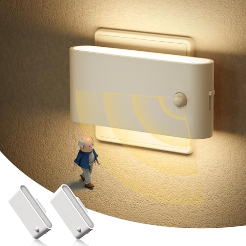 JandCase Nachtlicht Steckdose mit Bewegungsmelder, 2 Stück Nachtlicht Steckdose Dimmbar, LED Nachtlicht Kinder mit Dämmerungssensor für Kinderzimmer, Treppen, Gang, Schlafzimmer, Küche, WarmWeiß von JandCase