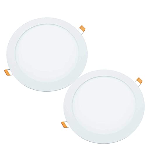 JANDEI - Pack 2 x LED-Einbau-Downlights, 18W, 1440 Lumen, Runde Form, Einbauloch Ø 200- Ø 205 mm, Extraflach 13 mm Tiefe, Lichtfarbe Kaltweiß 6000K, Inklusive Transformator von JANDEI