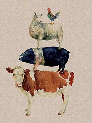 Jane Bannon "Farmyard Fun, 60 x 80 cm, Leinwanddruck von Jane Bannon