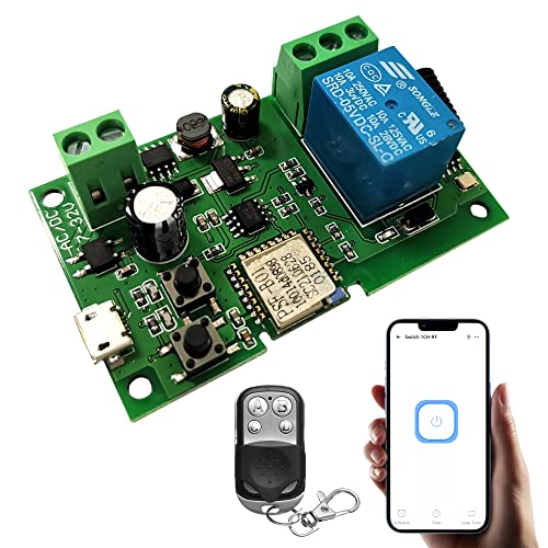 Jane Eyre WiFi Instantienrelais Self Lock Switch Modul mit 433 MHz RF Fernbedienung, DIY Garagentür Schaltermodul Ewelink App Steuerung, kompatibel mit dem Alexa Goolution Assistant(1 Kanal) von Jane Eyre