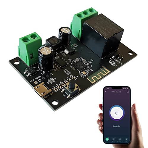 Jane Eyre WiFi Wireless Smart Switch Relaismodul, Jog, selbstverriegelndes Schaltmodul DIY Smart Home kompatibel mit TUYA/Smart Life App(1CH) von Jane Eyre