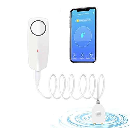 JaneEyre Wasserleckdetektor-Flutdetektor Wasseralarm Drahtloser Wasserdetektor mit 80 dB Alarmton, Push-Benachrichtigung auf Tuya Smart/Smart Life APP von Jane Eyre
