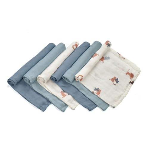 Jané 6er Pack Mehrzweck-Mulltücher, Stillen, natürliches Baumwoll- und Bambusgewebe, Staubmilbenschutz, Ökologisch, 35 x 35 cm, Blau Jané 6er Pack Mehrzweck-Mulltücher, Stillen, natürliches Baumwoll- und Bambusgewebe, Staubmilbenschutz, Ökologisch, 35 x 35 cm, Blau von Jane
