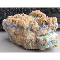 Blauer Aragonit Und Azurit, 12 cm, Kristallines Rohexemplar, Kristall-Drusen-Cluster, Mineral, Natürlich, Seltene Sammlungsdekoration von JaneFisherMinerals