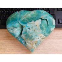Blaues Aragonit-Muster-Herz-Kristall, Das Druse Geode Schnitzt, Seltenes Natürliches Poliertes Mineral von JaneFisherMinerals