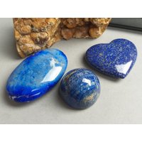 Lapis Lazuli 3 Stück Lot Herz Palm Stein Kugel Pyrit Lazurit Kristall Mineral Sammlung Poliert Natürliche Dekoration Heilung von JaneFisherMinerals