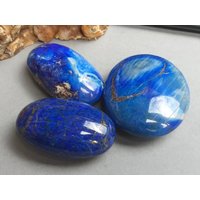 Lapis Lazuli 3 Stück Lot Palmsteine Pyrit Lazurit Kristall Mineralstein Sammlung Poliert Natürliche Dekoration Heilung von JaneFisherMinerals