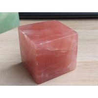Rosen Calcit 5cm Rosa Durchscheinend Transparent Würfel Natürliche Mineral Poliert Kristall Carving von JaneFisherMinerals