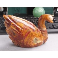 Schwan 16cm Calcit Onyx 3D Kristall Carving Poliert Mineral Naturstein-Elegante Dekoration von JaneFisherMinerals