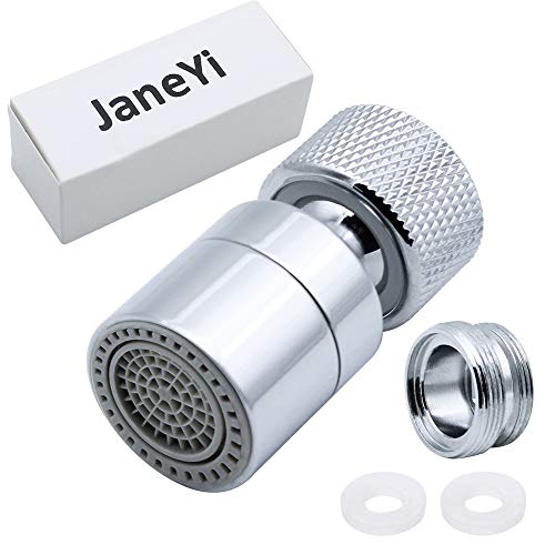 JaneYi 360° Drehbar Zapfhahn Belüfter Wassersparender Wasserhahn Messing Einstellbare 2 Modi Küche Bad Wasserhahn Bubbler Filter mit Düsenadaptern - für Hahn mit M22 Außengewinde oder M24 Innengewinde von JaneYi