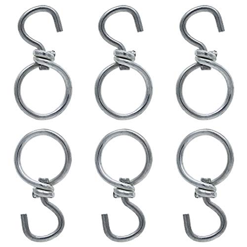 JaneYi 6 Stück Silber 360° Drehbarer Haken mit Geschlossenem Ring - Stark Hängepflanzkorb Haken Einfaches Drehen Blumentopf Metall Drehbar Hängekörbe Haken Ampeln Drehhaken von JaneYi