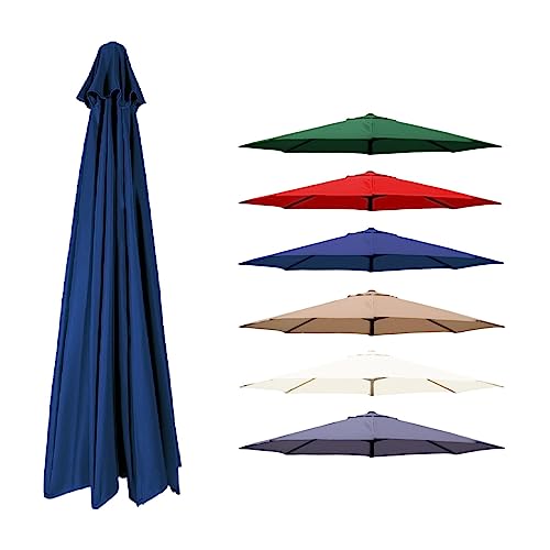 200/270/300 cm Sonnenschirm Ersatzbezug Bespannung Ersatz-Schirm für Marktschirm Patioschirm Tischschirm Kurbelschirm Polyester UV-Schutz 30+ leicht aufzustellen (nur Baldachin)(Farbe:Blau,Größe:2.7m von Janeepoch