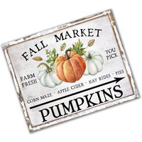 Herbstmarkt Orange Und Weiß Kürbis Zeichen Für Herbst Kränze von JanesFrontDoorDecor