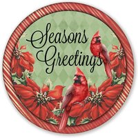 Jahreszeitengrüße Kardinal Und Weihnachtsstern Zeichen Für Weihnachtskränze - Wählen Sie Ihre Größe Rund Kranz Anhänge von JanesFrontDoorDecor