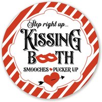 Kissing Booth Redn & White Stripe Valentinstag Kranz Schild - Wählen Sie Ihre Größe Runde Anhänge von JanesFrontDoorDecor