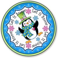 Let It Snow Winter Pinguin Bunter Weihnachtskranz Schild - Wählen Sie Ihre Größe Rund Aufsatz von JanesFrontDoorDecor