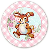Retro Bunny Pink Und Weiß Karo Osterkranz Schild - Wähle Deine Größe Kreis Kranz Aufsatz von JanesFrontDoorDecor