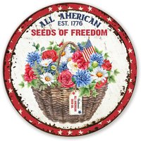 Rot Weiß Und Blau Blumenkorb Kranz Schild - All American Seeds Of Freedom Metall Aufsatz von JanesFrontDoorDecor
