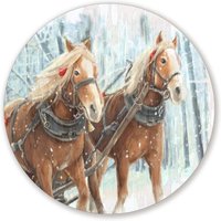 Winter Pferdeszene Metallschild Für Kränze - Wählen Sie Ihre Größe Kreisförmige Kranzaufsatz von JanesFrontDoorDecor