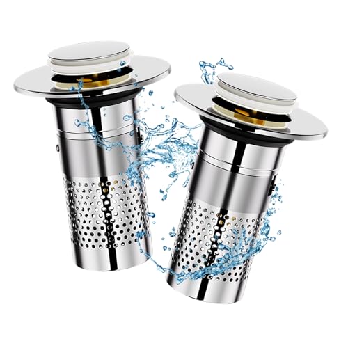 Janety 2 Stück WaschbeckenstöPsel für 34-40mm, Pop Up Abflusssieb Ablaufgarnitur, Abflussstopfen Waschbecken mit Haarsieb, Bad Waschbecken-Haarsieb von Janety