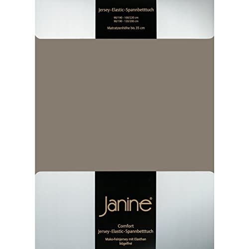 Janine Spannbettlaken Elastic - extra weiches und elastisches Spannbetttuch - für Matratzen 90x190cm bis 120x200cm Taupe von Janine