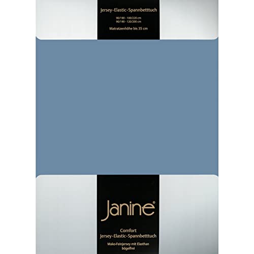 Janine Spannbettlaken Elastic - extra weiches und elastisches Spannbetttuch - für Matratzen 180x200cm bis 200x220cm denimblau von Janine