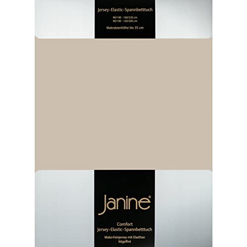 Janine Design Jersey Elastic Spannbetttuch naturell, 140x200 cm - 160x220 cm von Janine