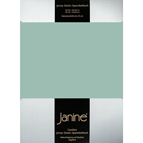 Janine Design Jersey Elastic Spannbetttuch rauchgrün, 140x200 cm - 160x220 cm von Janine