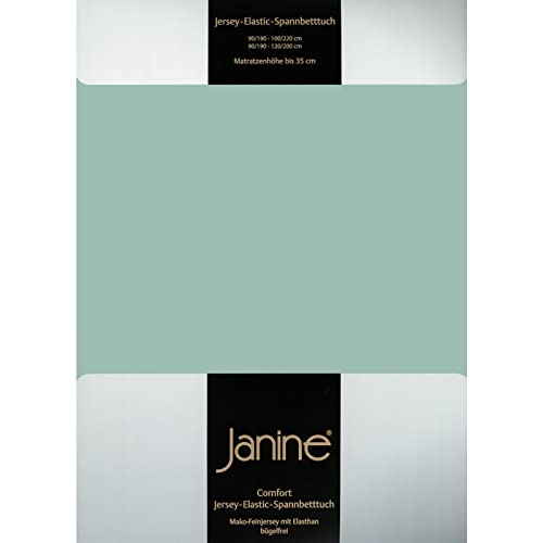 Janine Design Jersey Elastic Spannbetttuch rauchgrün, 180x200 cm - 200x220 cm von Janine
