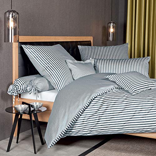 Janine Design Streifen-Bettwäsche modern Classic anthrazit Kissenbezug einzeln 40x80 cm von Janine Design