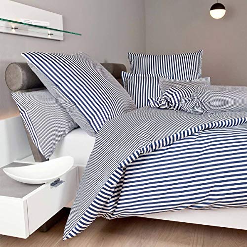 Janine Design Streifen-Bettwäsche modern Classic dunkelblau Bettbezug einzeln 200x220 cm von Janine Design