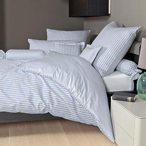 Janine Design Streifen-Bettwäsche modern Classic perlblau Bettbezug einzeln 200x220 cm von Janine Design