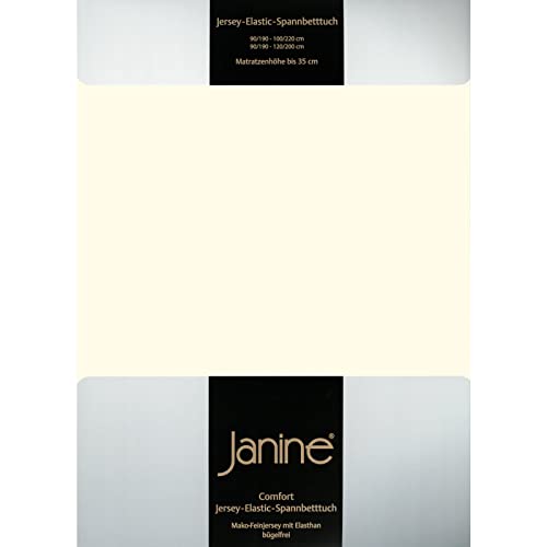 Janine Spannbettlaken Elastic - extra weiches und elastisches Spannbetttuch - für Matratzen 90x190cm bis 120x200cm Natur von Janine