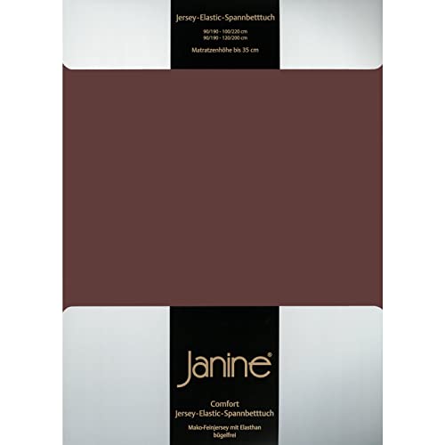 Janine Spannbettlaken Elastic-Jersey Baumwolle/Comfort Elastic 5002, Farbe:Dunkelbraun 87, Größe:200 x 200 cm von Janine