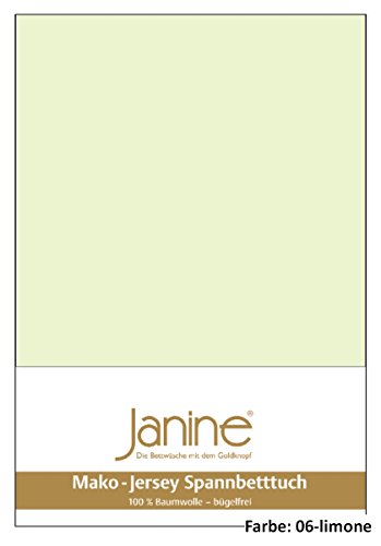 Janine Spannbettlaken Jersey 5007, Gr. 100x200 cm, Fb. 06 Limone, Mako-Jersey von Janine