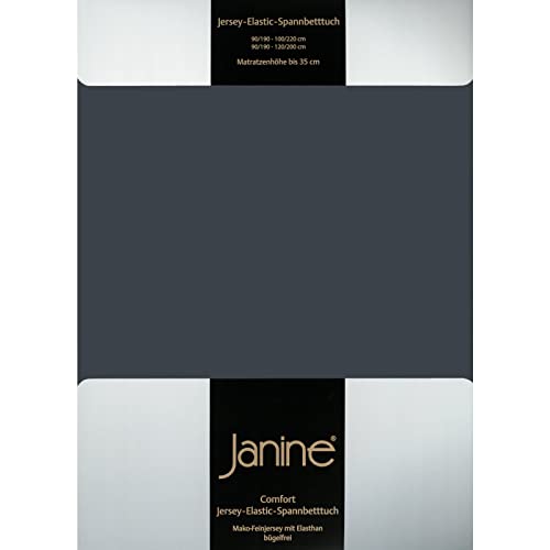 Janine Spannbettlaken Elastic - extra weiches und elastisches Spannbetttuch - für Matratzen 180x200cm bis 200x220cm Titan von Janine