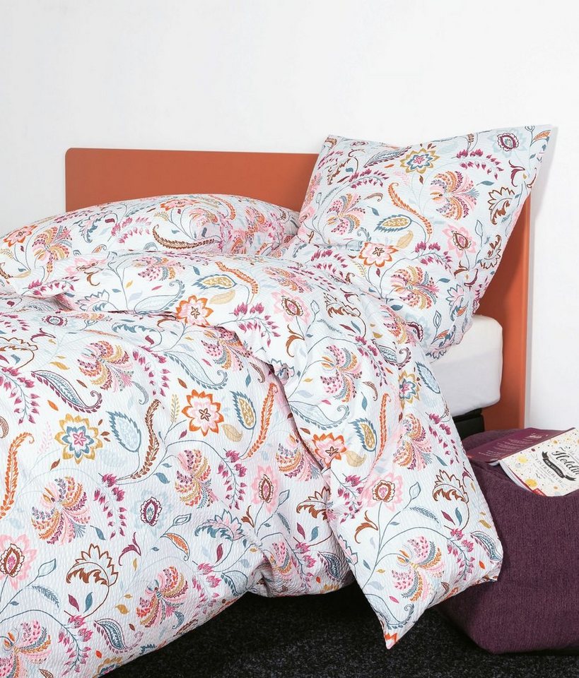 Bettwäsche Janine Soft-Seersucker Bettwäsche 155x220 Paisley Blätter bunt 20140-0, Janine, Seersucker, 2 teilig von Janine