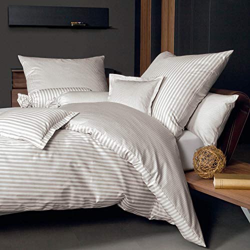 Janine 3912 Mako Seidensatin Wendebettwäsche modernclassic 135x200 cm + 80x80 cm naturell von Janine