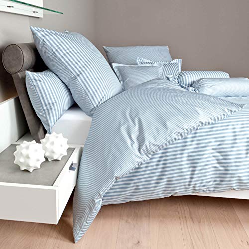 Janine 3912 Mako Seidensatin Wendebettwäsche modernclassic 135x200 cm + 80x80 cm perlblau von Janine