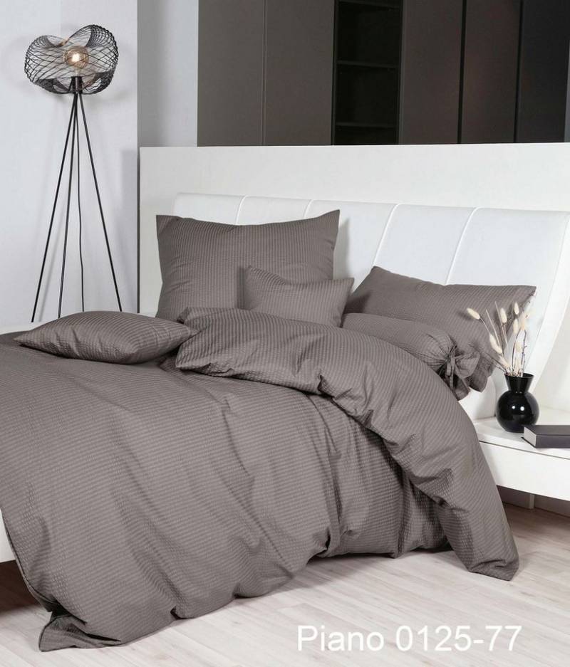 Janine Bettwäsche Mako-Soft-Seersucker Bettwäsche 155x200,80x80 PIANO natur, Baumwolle, 2 teilig, bettwäsche 155x200 baumwolle bettwäsche 155x200 mit reißverschluss von Janine