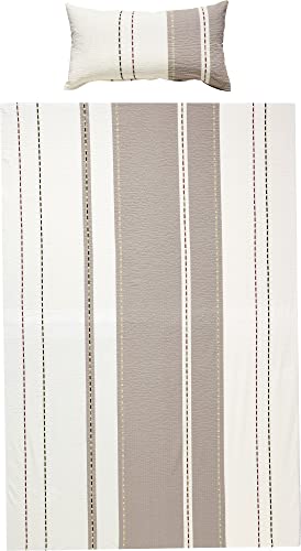 Janine Bettwäsche Mako-Soft-Seersucker Kiesel-weiß Größe 135x200 cm (40x80 cm) von Janine