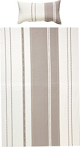 Janine Bettwäsche Mako-Soft-Seersucker Kiesel-weiß Größe 1x 135x200 cm + 1x 40x80 cm von Janine