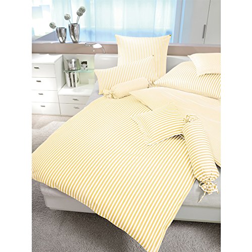 Janine Design Streifen-Bettwäsche modern Classic hellgelb Kissenbezug einzeln 40x80 cm von Janine