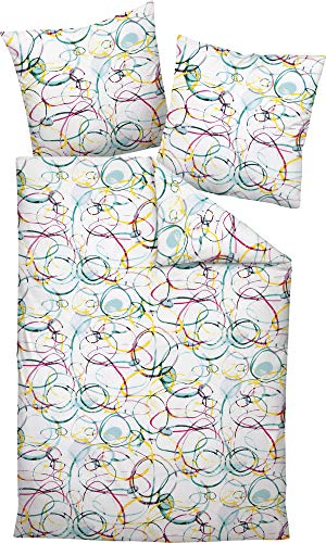 Janine Design Mako-Soft-Seersucker Bettwäsche Tango 20093 blautürkis Fuchsia gelb 1 Bettbezug 135 x 200 cm + 1 Kissenbezug 80 x 80 cm von Janine