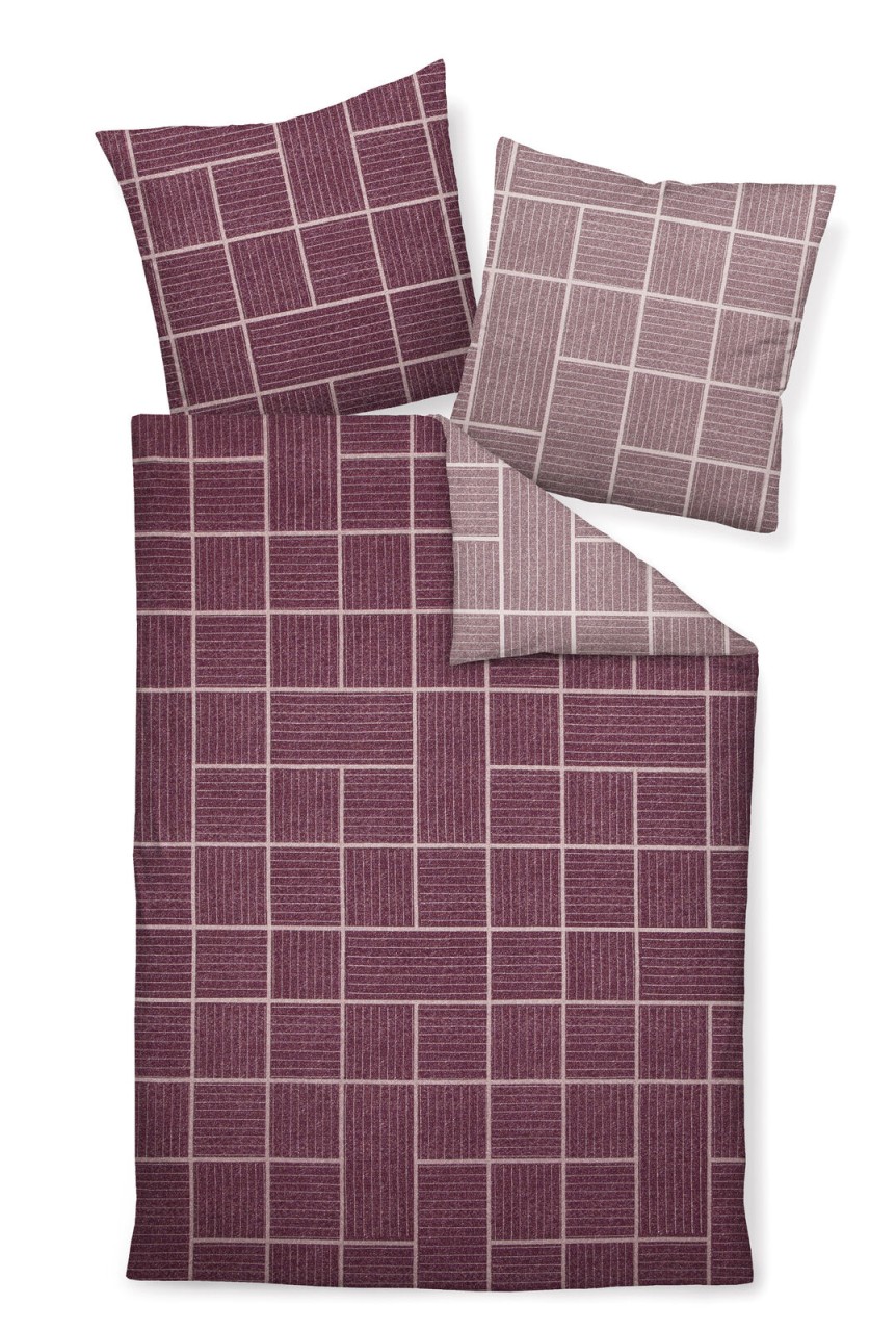 Janine Biber 1B-Bettwäsche 135x200 Davos 65087-05 Karo Wende uni aubergine Janine Biber 1B-Bettwäsche 135x200 Davos 65087-05 Karo Wende uni aubergine von Janine Design GmbH