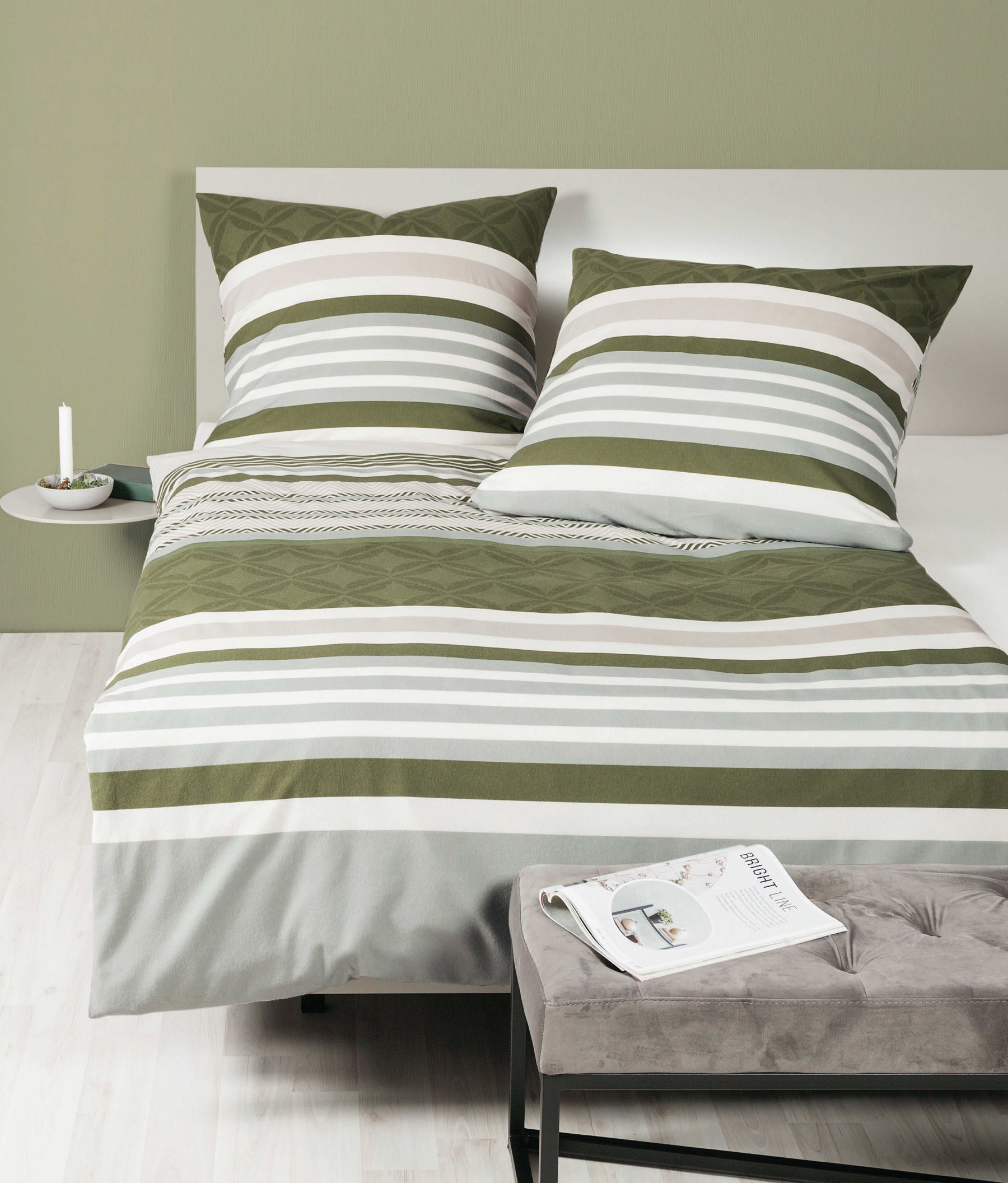 Janine Biber Bettwäsche Davos 135x200 Streifen Rauten olivgrün weiß 65133-06 Janine Biber Bettwäsche Davos 135x200 Streifen Rauten olivgrün weiß 65133-06 von Janine Design GmbH