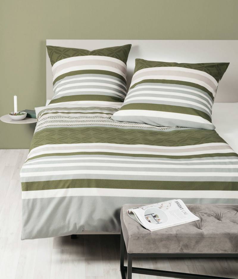 Janine Biber Bettwäsche Davos 135x200 Streifen Rauten olivgrün weiß 65133-06 Janine Biber Bettwäsche Davos 135x200 Streifen Rauten olivgrün weiß 65133-06 von Janine Design GmbH