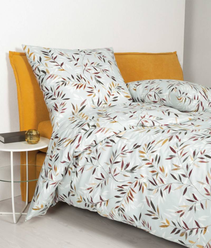 Janine Biber Bettwäsche Davos 155x220 Blätter Zweige rubin grau honig 65137-04 von Janine Design GmbH